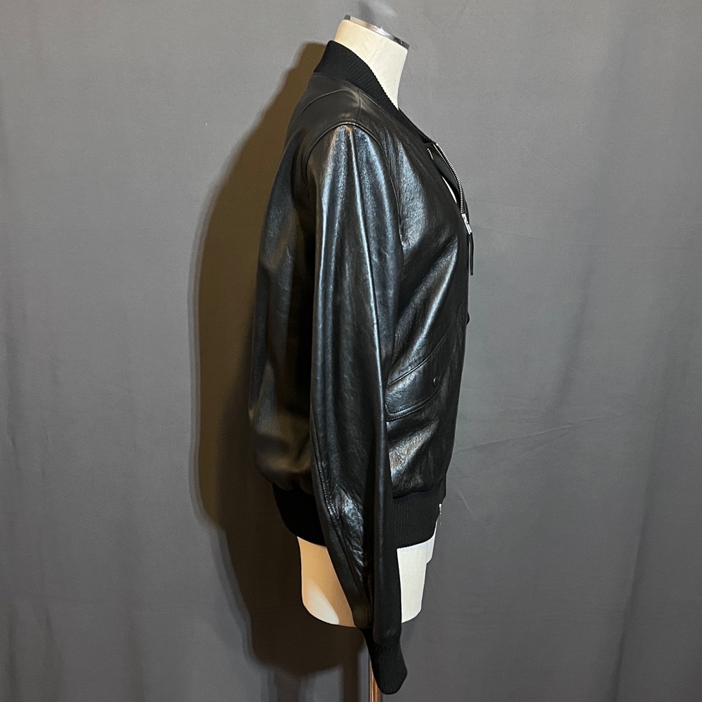 VINCE Men’s Leather Bomber Jacket In Black - Picture 7 of 16